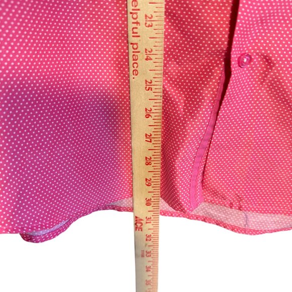 Rosso Milano Italy Polka Dot Modern Fit Button Down Shirt Men XL 17.5 Pink - Picture 8 of 9